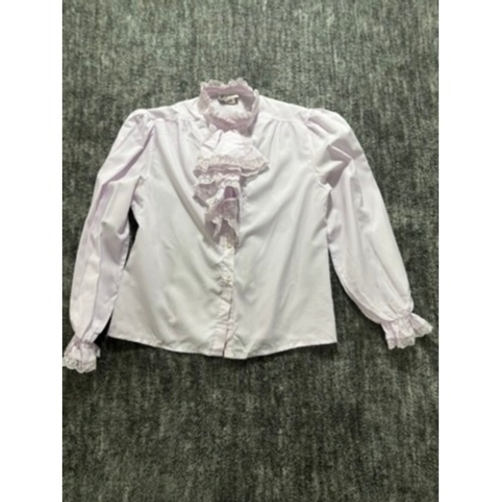 Rhapsody Lace Ruffle Blouse L Pink Victorian Cottagecore‎ Top Vintage Style